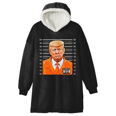 Funny Donald Trump Mugshot Trump Prison Pro Trump Funny President Hooded Wearable Blanket