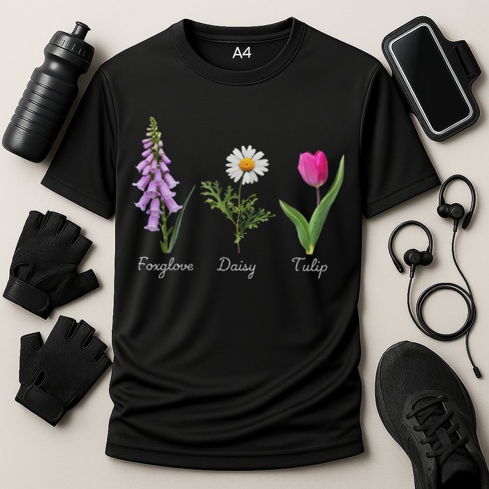 Foxglove Daisy Tulip Floral Cooling Performance Crew T-Shirt