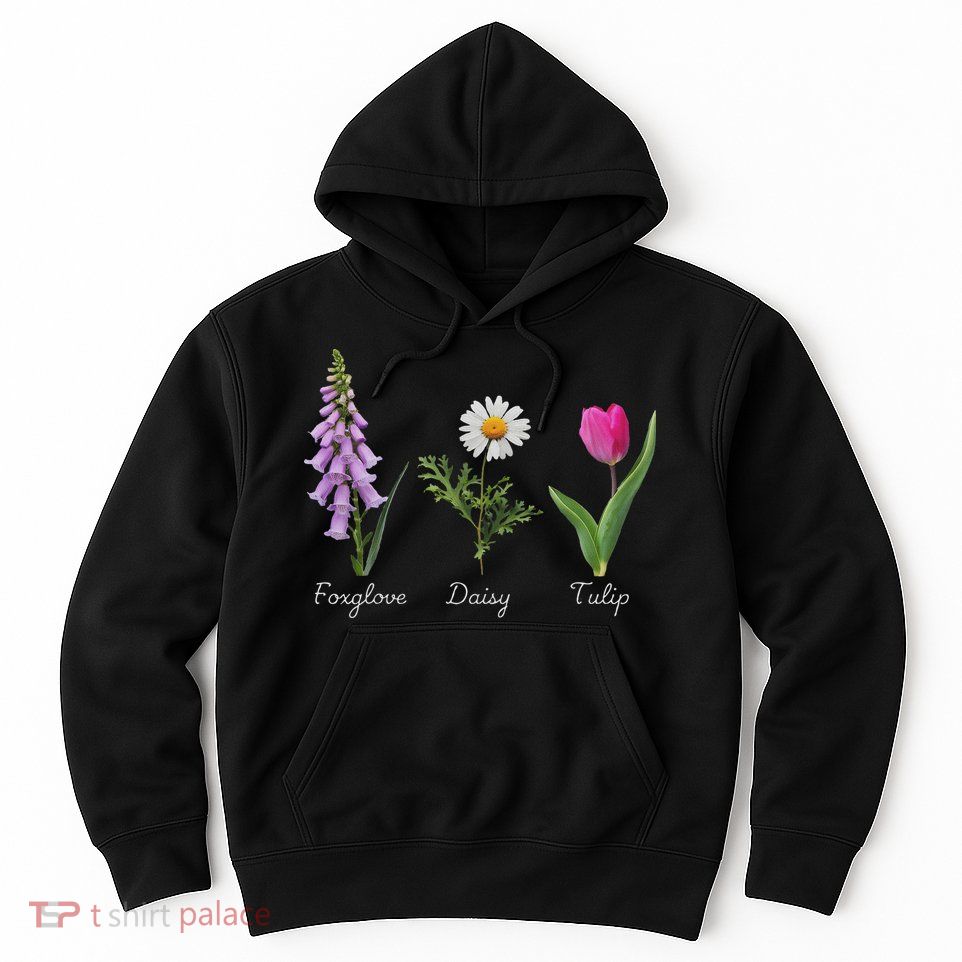 Foxglove Daisy Tulip Floral Hoodie