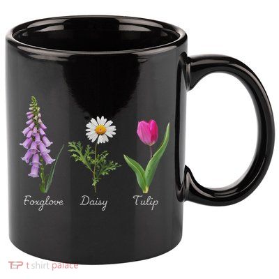 Foxglove Daisy Tulip Floral 11oz C Handle Ceramic Mug