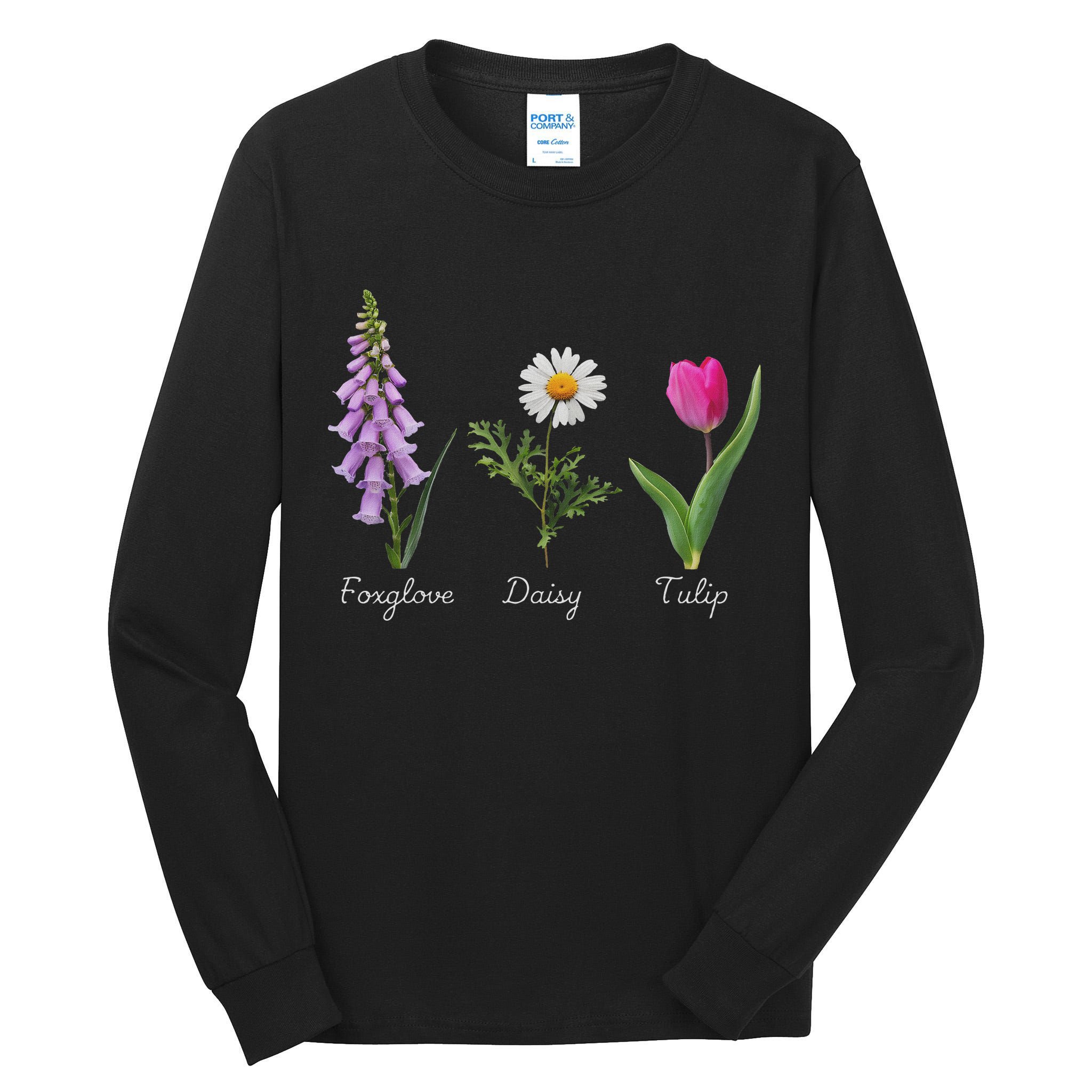 Foxglove Daisy Tulip Floral Tall Long Sleeve T-Shirt