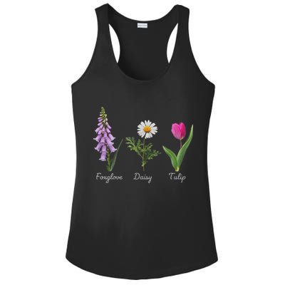 Foxglove Daisy Tulip Floral Ladies PosiCharge Competitor Racerback Tank