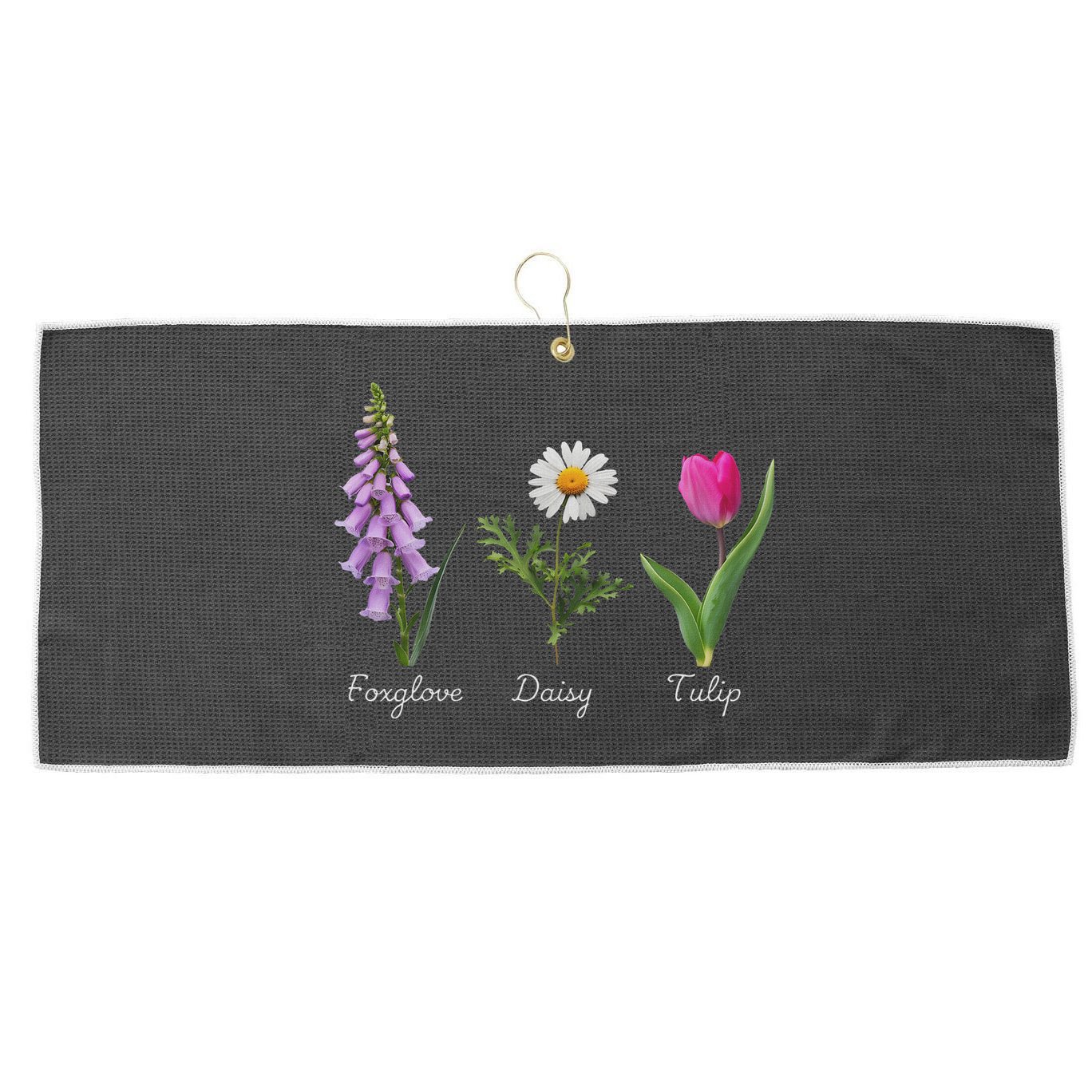 Foxglove Daisy Tulip Floral Large Microfiber Waffle Golf Towel