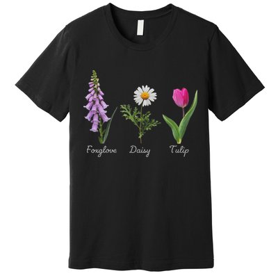 Foxglove Daisy Tulip Floral Premium T-Shirt