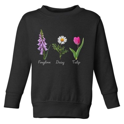 Foxglove Daisy Tulip Floral Toddler Sweatshirt