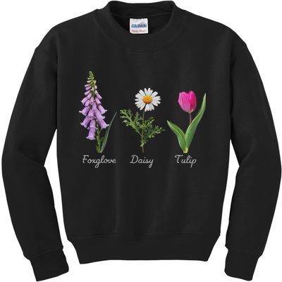 Foxglove Daisy Tulip Floral Kids Sweatshirt
