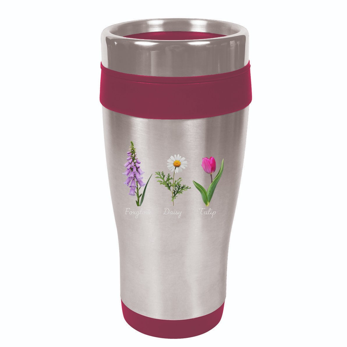 Foxglove Daisy Tulip Floral 16oz Travel Tumbler