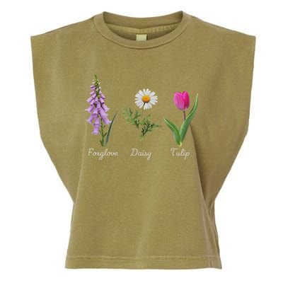 Foxglove Daisy Tulip Floral Garment-Dyed Women's Muscle Tee