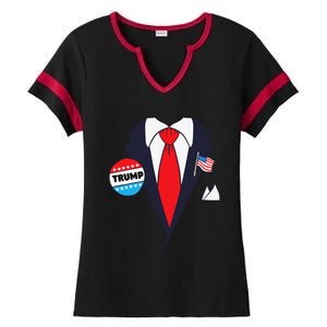 Funny Donald Trump Halloween Costume Cartoon Ladies Halftime Notch Neck Tee