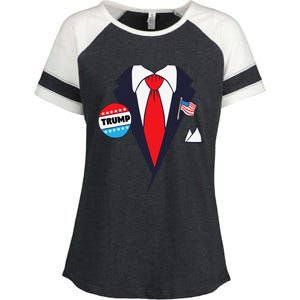 Funny Donald Trump Halloween Costume Cartoon Enza Ladies Jersey Colorblock Tee