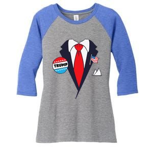 Funny Donald Trump Halloween Costume Cartoon Women's Tri-Blend 3/4-Sleeve Raglan Shirt