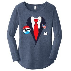 Funny Donald Trump Halloween Costume Cartoon Women's Perfect Tri Tunic Long Sleeve Shirt