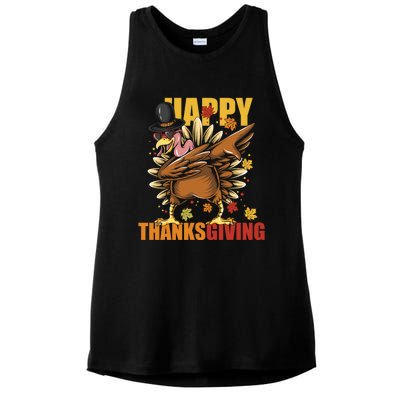 Funny Dabbing Turkey Happy Thanksgiving Day Gift Ladies PosiCharge Tri-Blend Wicking Tank