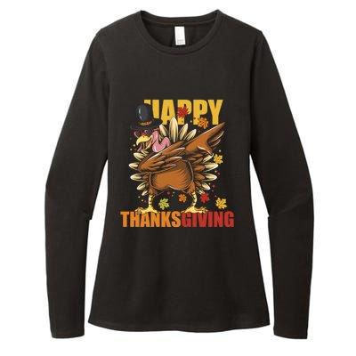 Funny Dabbing Turkey Happy Thanksgiving Day Gift Womens CVC Long Sleeve Shirt