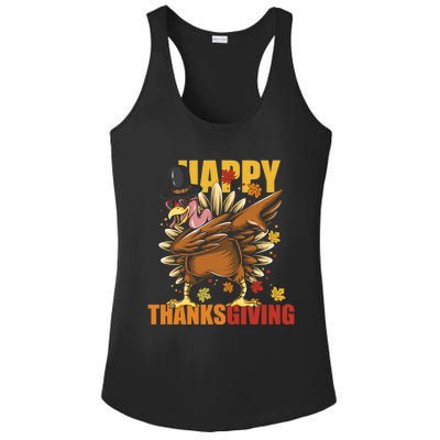 Funny Dabbing Turkey Happy Thanksgiving Day Gift Ladies PosiCharge Competitor Racerback Tank