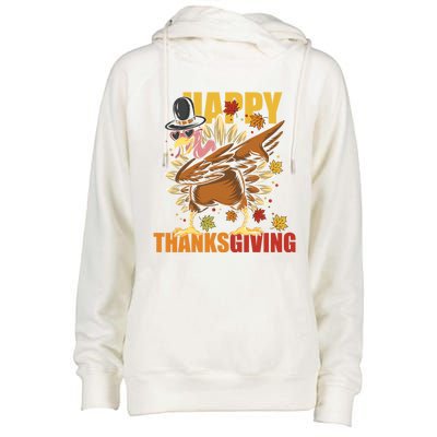 Funny Dabbing Turkey Happy Thanksgiving Day Gift Womens Funnel Neck Pullover Hood