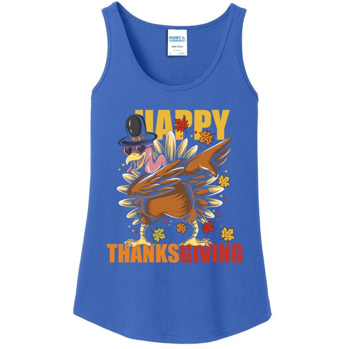 Funny Dabbing Turkey Happy Thanksgiving Day Gift Ladies Essential Tank