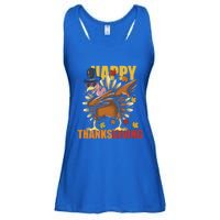 Funny Dabbing Turkey Happy Thanksgiving Day Gift Ladies Essential Flowy Tank