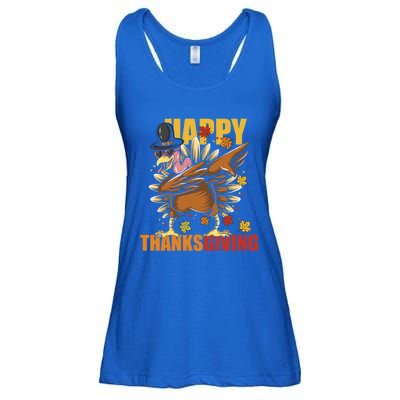 Funny Dabbing Turkey Happy Thanksgiving Day Gift Ladies Essential Flowy Tank