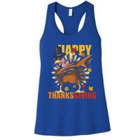 Funny Dabbing Turkey Happy Thanksgiving Day Gift Women's Racerback Tank