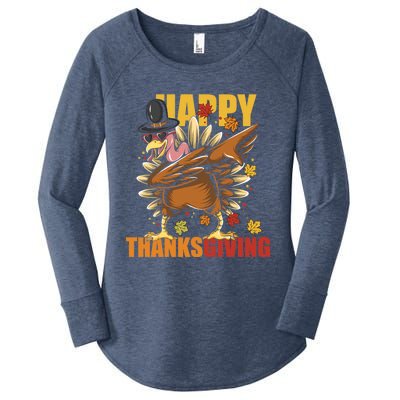 Funny Dabbing Turkey Happy Thanksgiving Day Gift Women's Perfect Tri Tunic Long Sleeve Shirt