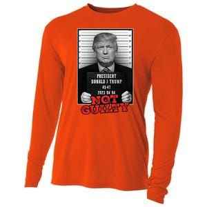 Funny Donald Trump Not Guilty Mug Shot Free Trump 2024 Cooling Performance Long Sleeve Crew