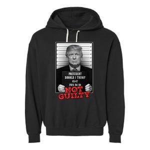 Funny Donald Trump Not Guilty Mug Shot Free Trump 2024 Garment-Dyed Fleece Hoodie