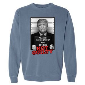 Funny Donald Trump Not Guilty Mug Shot Free Trump 2024 Garment-Dyed Sweatshirt