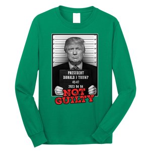 Funny Donald Trump Not Guilty Mug Shot Free Trump 2024 Long Sleeve Shirt