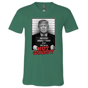 Funny Donald Trump Not Guilty Mug Shot Free Trump 2024 V-Neck T-Shirt