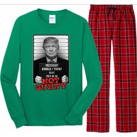 Funny Donald Trump Not Guilty Mug Shot Free Trump 2024 Long Sleeve Pajama Set