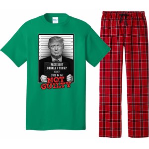 Funny Donald Trump Not Guilty Mug Shot Free Trump 2024 Pajama Set