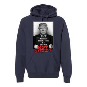 Funny Donald Trump Not Guilty Mug Shot Free Trump 2024 Premium Hoodie