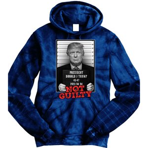 Funny Donald Trump Not Guilty Mug Shot Free Trump 2024 Tie Dye Hoodie