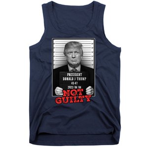 Funny Donald Trump Not Guilty Mug Shot Free Trump 2024 Tank Top