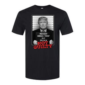 Funny Donald Trump Not Guilty Mug Shot Free Trump 2024 Softstyle CVC T-Shirt