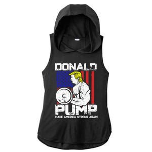 Funny Donald Trump Weight Lifting Workout Gym Ladies PosiCharge Tri-Blend Wicking Draft Hoodie Tank