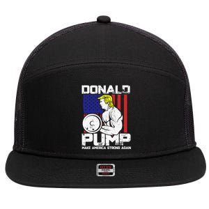 Funny Donald Trump Weight Lifting Workout Gym 7 Panel Mesh Trucker Snapback Hat