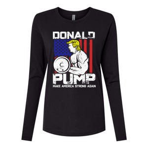 Funny Donald Trump Weight Lifting Workout Gym Womens Cotton Relaxed Long Sleeve T-Shirt