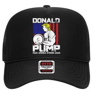 Funny Donald Trump Weight Lifting Workout Gym High Crown Mesh Back Trucker Hat