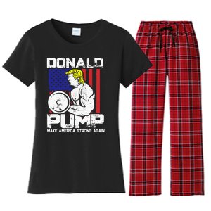 Funny Donald Trump Weight Lifting Workout Gym Women's Flannel Pajama Set