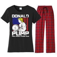 Funny Donald Trump Weight Lifting Workout Gym Women's Flannel Pajama Set