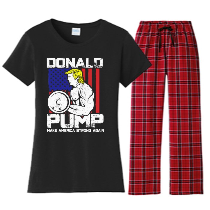 Funny Donald Trump Weight Lifting Workout Gym Women's Flannel Pajama Set