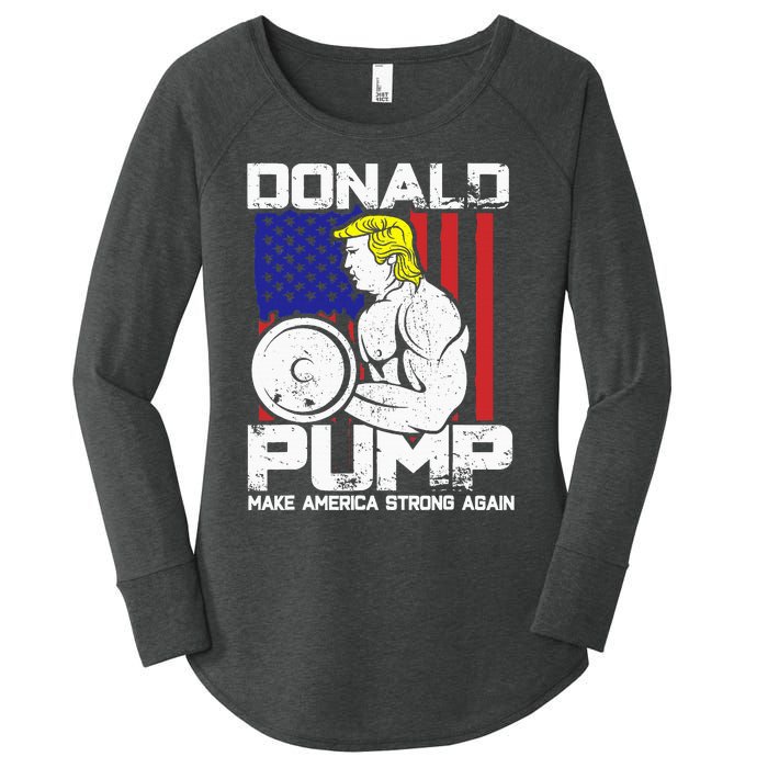 Funny Donald Trump Weight Lifting Workout Gym Women's Perfect Tri Tunic Long Sleeve Shirt