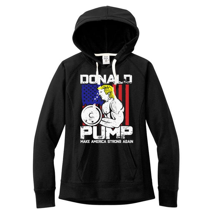 Funny Donald Trump Weight Lifting Workout Gym Women's Fleece Hoodie