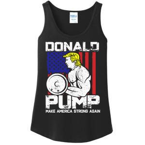 Funny Donald Trump Weight Lifting Workout Gym Ladies Essential Tank