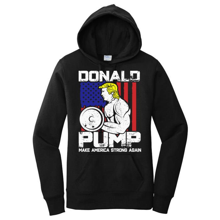 Funny Donald Trump Weight Lifting Workout Gym Women's Pullover Hoodie