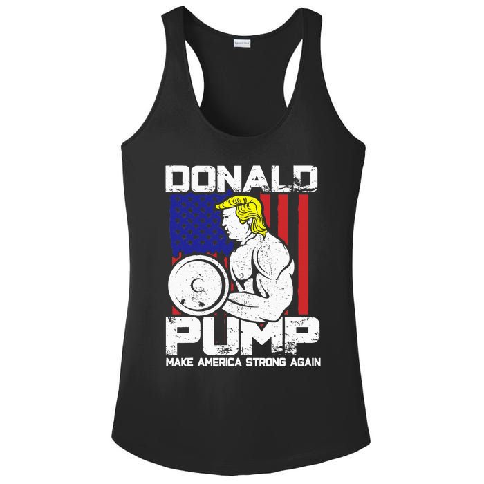 Funny Donald Trump Weight Lifting Workout Gym Ladies PosiCharge Competitor Racerback Tank