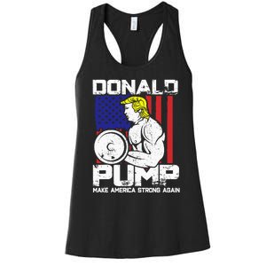 Funny Donald Trump Weight Lifting Workout Gym Women's Racerback Tank