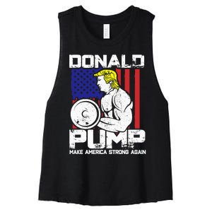 Funny Donald Trump Weight Lifting Workout Gym Women's Racerback Cropped Tank